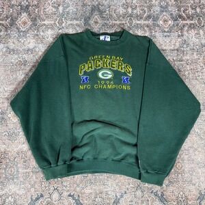 Vintage Logo Athletic Green Bay Packers 1996 NFC Champions Sweatshirt XL Green
